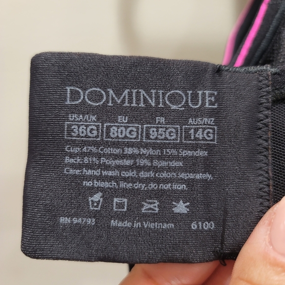 Dominique Black 6100 Zoe Pro Max Sport Bra - Sz 36G - Picture 4 of 7